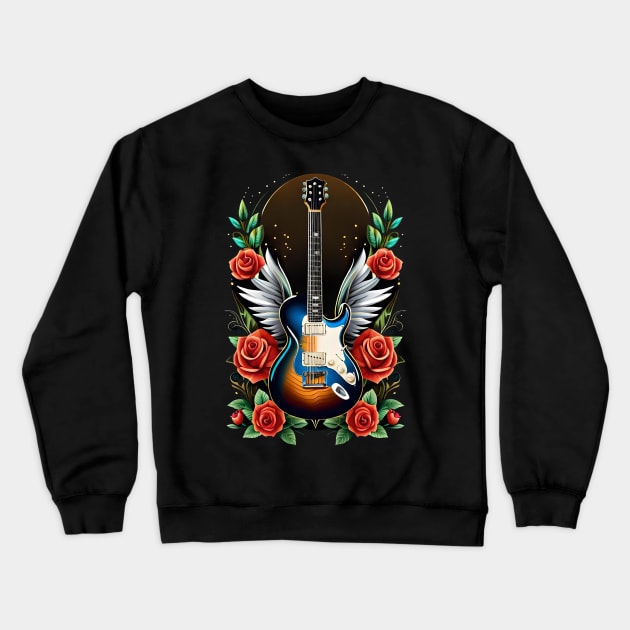 Electric guitar brown and blue 18 Crewneck Sweatshirt by Dandeliontattoo